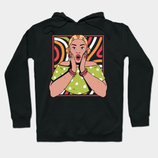 Chisme Queen Pop Art Portrait of Young Woman Gossip AT Hoodie